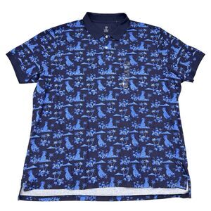HB Polo Shirt Size 5XL‎ Blue Hawaiian Floral Pineapple Vacation Resortwear NEW